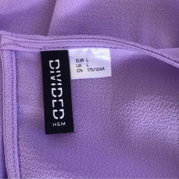 🌿 DIVIDED 🌿 womans tiered midi dress purple lightweight size L - Picture 7 of 9